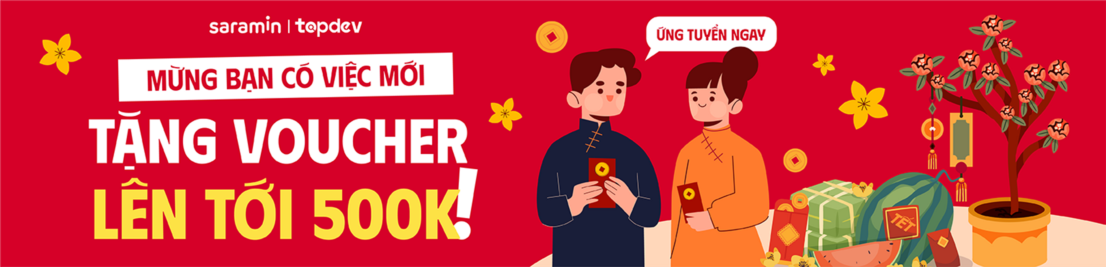Mừng bạn có việc mới - Tặng voucher lên tới 500k
